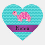 Tortue rose nommée personnalisée autocollants