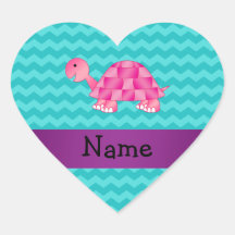 Tortue rose nommée personnalisée autocollants