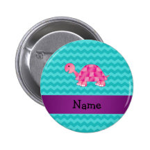 Tortue rose nommée personnalisée badge avec épingle
