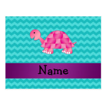 Tortue rose nommée personnalisée cartes postales