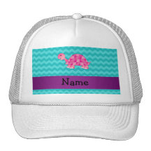 Tortue rose nommée personnalisée casquettes