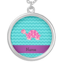 Tortue rose nommée personnalisée colliers