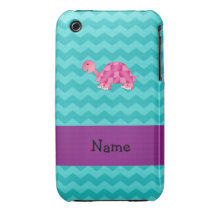 Tortue rose nommée personnalisée étuis iPhone 3