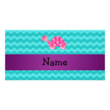 Tortue rose nommée personnalisée photocartes