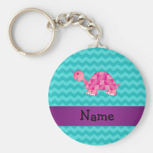 Tortue rose nommée personnalisée porte-clef