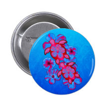 Tortues de Honu et fleurs tropicales de ketmie Badge