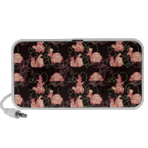 Tortues mignonnes noir et motif de rose haut-parleur iPod