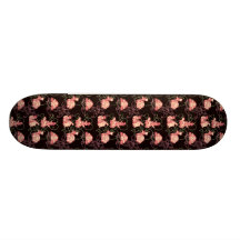 Tortues mignonnes noir et motif de rose skateboard