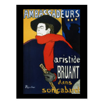 Toulouse-Lautrec Ambassadeurs Aristide Bruant Cartes Postales