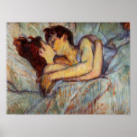 Toulouse-Lautrec dans le lit l'affiche de baiser