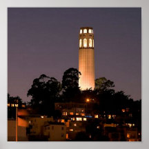 Tour de Coit la nuit Affiche