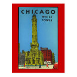 Tour d'eau vintage de Chicago cartes postales