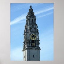 Tour d'horloge d'hôtel de ville, Cardiff Affiche