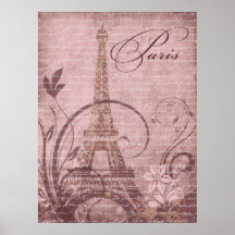 Tour Eiffel 30" de Fleur De Paris" rose x40 Poster