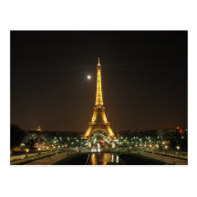 Tour Eiffel à la carte postale de nuit