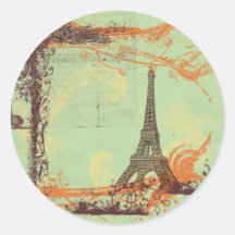 Tour Eiffel dans les étiquettes vertes d'autocolla