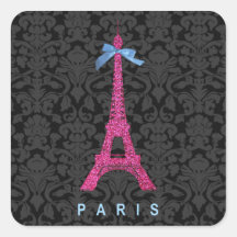 Tour Eiffel de roses indien dans le scintillement  Stickers Carrés