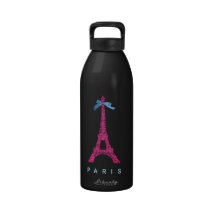 Tour Eiffel de roses indien dans le scintillement  Bouteilles D'eau