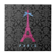 Tour Eiffel de roses indien dans le scintillement  Carreaux En Céramique