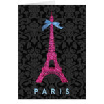 Tour Eiffel de roses indien dans le scintillement  Cartes De Vœux