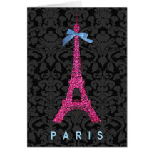 Tour Eiffel de roses indien dans le scintillement  Cartes De Vœux