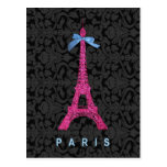 Tour Eiffel de roses indien dans le scintillement  Carte Postale