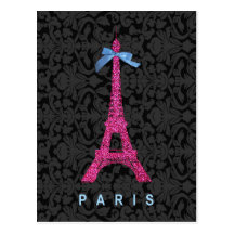 Tour Eiffel de roses indien dans le scintillement  Carte Postale