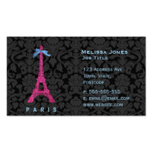 Tour Eiffel de roses indien dans le scintillement  Modèle De Carte De Visite