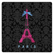 Tour Eiffel de roses indien dans le scintillement  Pendule Murale