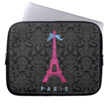 Tour Eiffel de roses indien dans le scintillement  Housse Pour Ordinateur Portable