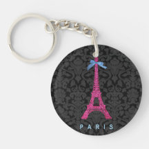 Tour Eiffel de roses indien dans le scintillement  Porteclés