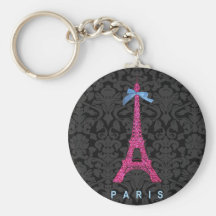 Tour Eiffel de roses indien dans le scintillement  Porte-clé