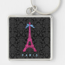 Tour Eiffel de roses indien dans le scintillement  Porte-clé