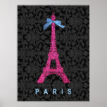 Tour Eiffel de roses indien dans le scintillement  Posters
