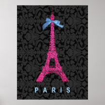 Tour Eiffel de roses indien dans le scintillement  Posters