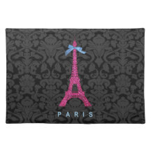 Tour Eiffel de roses indien dans le scintillement  Set De Table