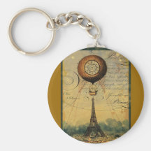 Tour Eiffel de Steampunk et ballon à air chaud Porte-clé