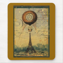 Tour Eiffel de Steampunk et ballon à air chaud Tapis De Souris