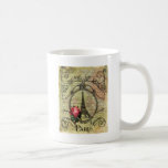 Tour Eiffel de Steampunk et rose rouge Mug À Café