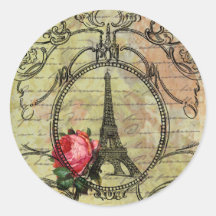 Tour Eiffel et rose rouge Steampunk de Paris Autocollants