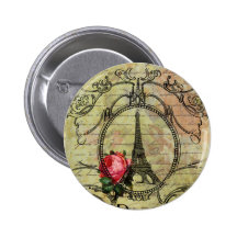 Tour Eiffel et rose rouge Steampunk de Paris Badges Avec Agrafe
