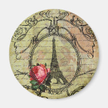 Tour Eiffel et rose rouge Steampunk de Paris Aimants Pour Réfrigérateur