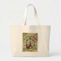 Tour Eiffel et rose rouge Steampunk de Paris Sac En Toile