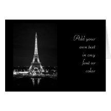 Tour Eiffel la nuit - B/W Carte De Vœux
