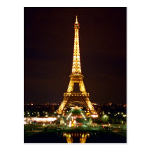 Tour Eiffel la nuit - couleur Carte Postale