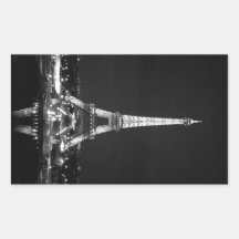 Tour Eiffel la nuit - rectangle de B/W Sticker Rectangulaire