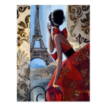 Tour Eiffel, robe rouge, nous a laissés vont Carte Postale