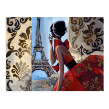 Tour Eiffel, robe rouge, nous a laissés vont Carte Postale