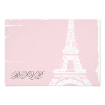 Tour Eiffel rose épousant des cartes de RSVP Faire-parts