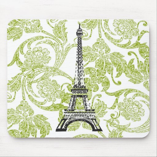 Tour Eiffel sur la conception verte Mousepad Tapis De Souris